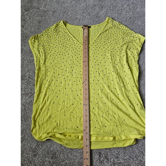 CHAUS SPORT Blouse Yellow Studded Shirt Womens Size Large Y2k Summer Bikercore - Picture 7 of 7